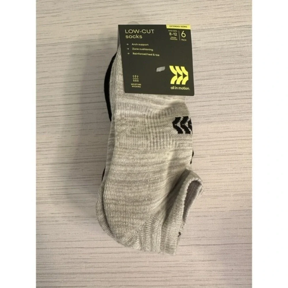 All in Motion Womens Low-Cut Socks 24 Pair Lot Grey Black Size 8-12 Extended